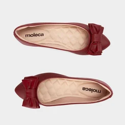 Sapatilha Feminina Moleca Detalhe Duplo Laço Vermelho