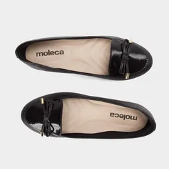 Sapatilha Moleca Texturizada Detalhe Laço & Verniz Preto