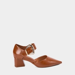 Scarpin Salto Geométrico Médio Bebebê Marrom