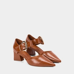 Scarpin Salto Geométrico Médio Bebebê Marrom