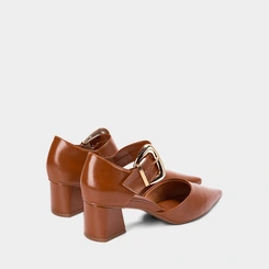 Scarpin Salto Geométrico Médio Bebebê Marrom