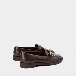 Mocassim Loafer Feminino Gabriela Detalhe Bridão & Tachas Marrom