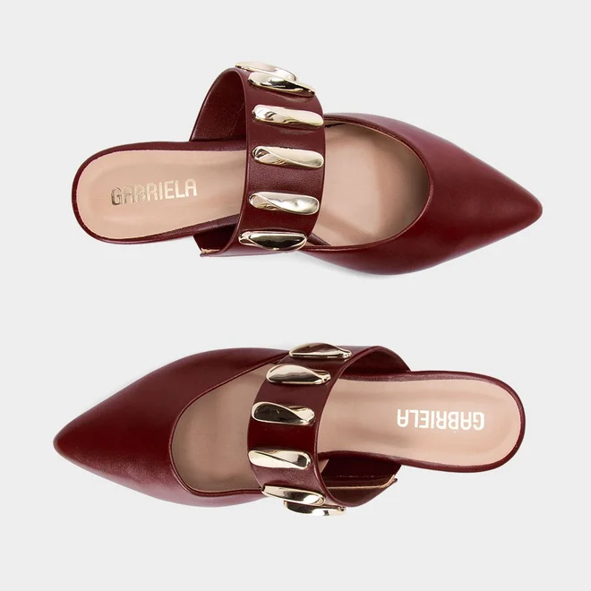 Mule Feminino Gabriela Detalhes Bold Vinho