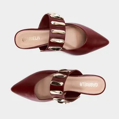 Mule Feminino Gabriela Detalhes Bold Vinho