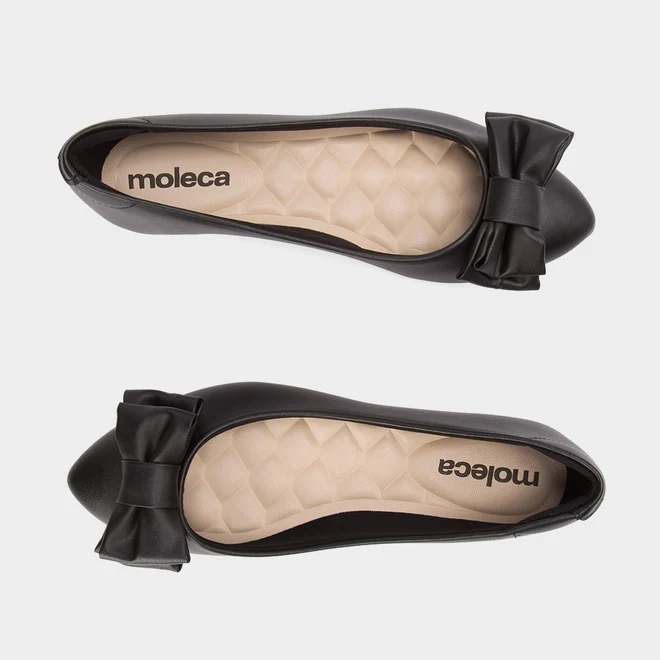 Sapatilha Feminina Moleca Detalhe Duplo Laço Preto