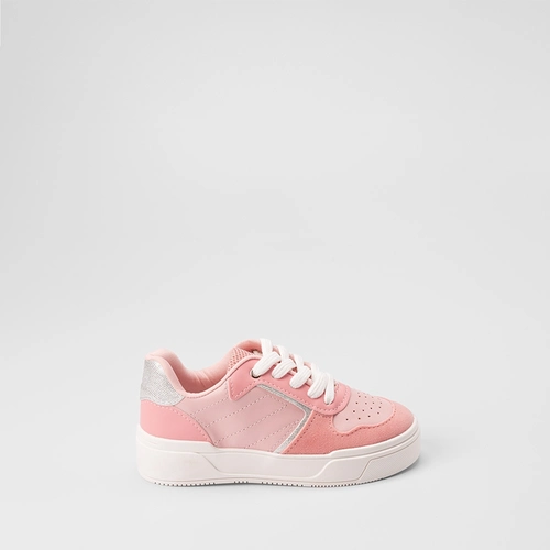 Tênis Casual Infantil Gabrielinha Detalhe Recortes Em Lurex & Camurça Rosa