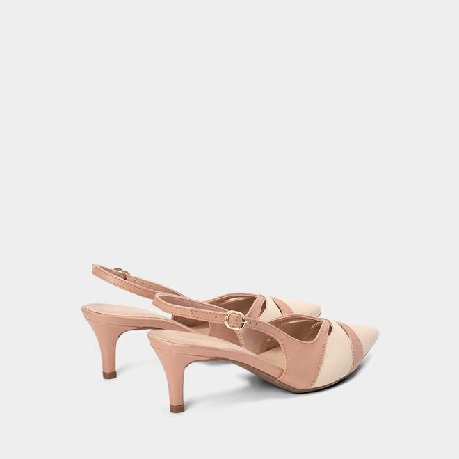 Scarpin Slingback Feminino Gabriela Salto Fino Médio Nude