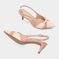 Scarpin Slingback Feminino Gabriela Salto Fino Médio Nude