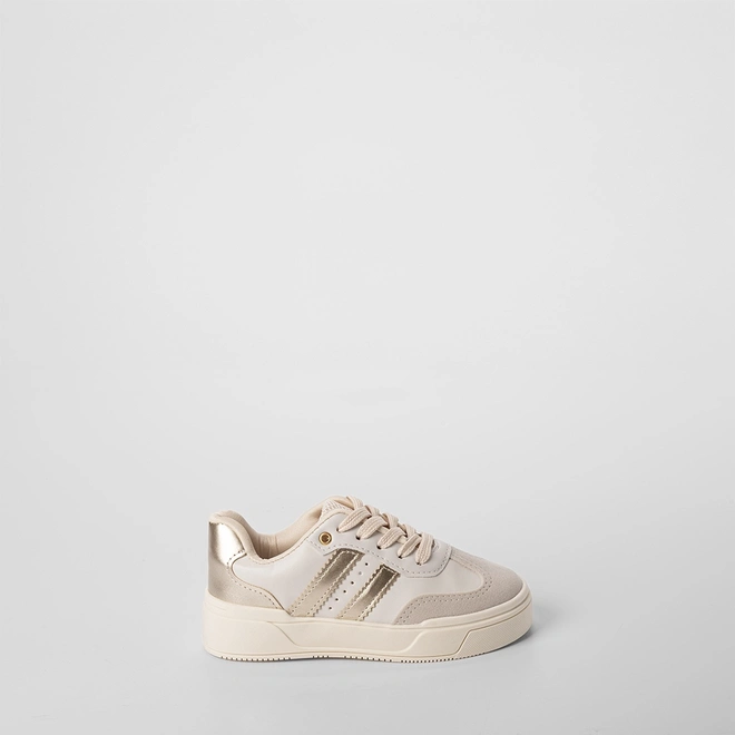 Tênis Casual Infantil Gabrielinha Detalhe Recorte Metalizado Off White