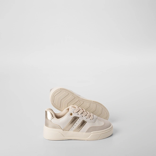 Tênis Casual Infantil Gabrielinha Detalhe Recorte Metalizado Off White