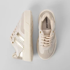 Tênis Casual Infantil Gabrielinha Detalhe Recorte Metalizado Off White