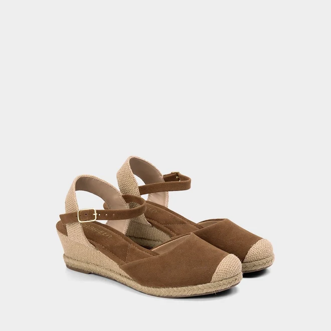 Sandália Espadrille Feminino Gabriela Camurça Caramelo