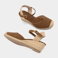 Sandália Espadrille Feminino Gabriela Camurça Caramelo