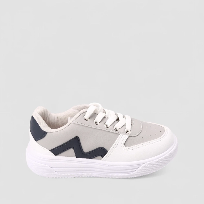 Tênis Casual Infantil Vertus Recortes Cinza & Branco