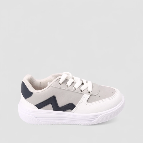 Tênis Casual Infantil Vertus Recortes Cinza & Branco