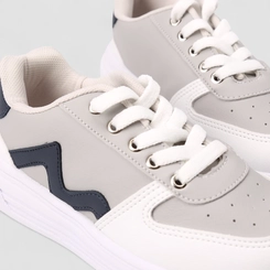Tênis Casual Infantil Vertus Recortes Cinza & Branco