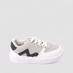 Tênis Casual Infantil Vertus Recortes Cinza & Branco