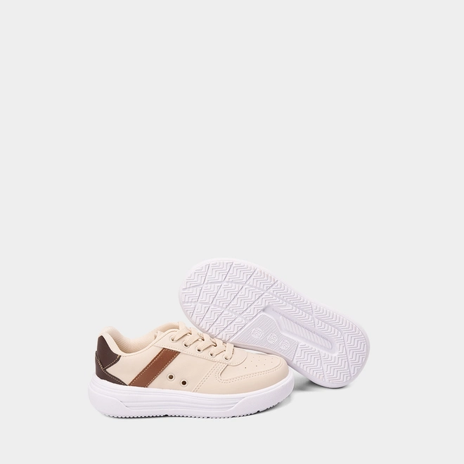 Tênis Casual Infantil Vertus Recorte Lateral Marfim