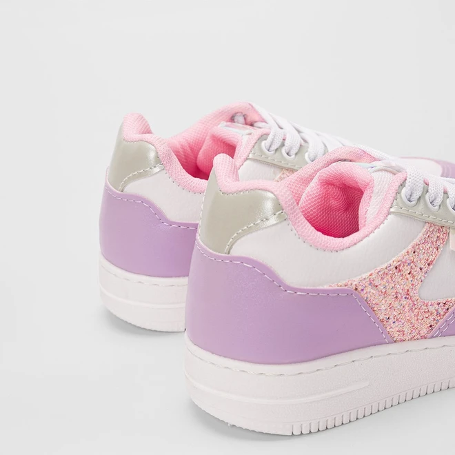 Tênis Casual Infantil Gabrielinha Recortes Glitter Branco