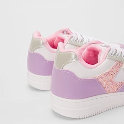 Tênis Casual Infantil Gabrielinha Recortes Glitter Branco