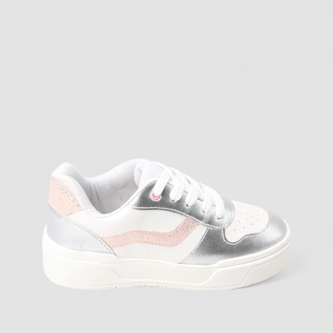 Tênis Casual Infantil Gabrielinha Metalizado Glitter Branco