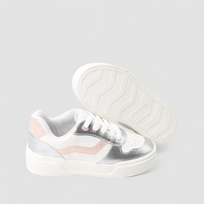 Tênis Casual Infantil Gabrielinha Metalizado Glitter Branco