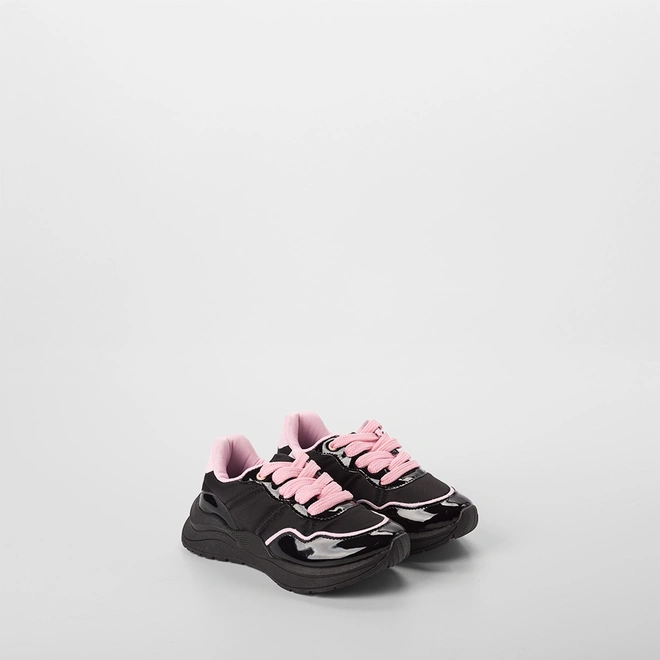 Tênis Casual Infantil Gabrielinha Recorte Verniz Preto