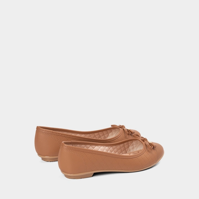 Sapatilha Feminina Moleca Matelassê Detalhe Laço Caramelo