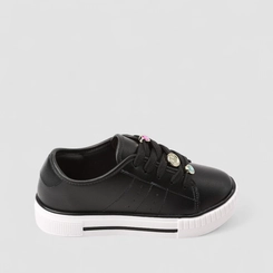 Tênis Casual Infantil Molekinha Pingentes Pedrarias Color & Smile Preto