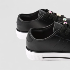 Tênis Casual Infantil Molekinha Pingentes Pedrarias Color & Smile Preto