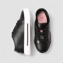 Tênis Casual Infantil Molekinha Pingentes Pedrarias Color & Smile Preto