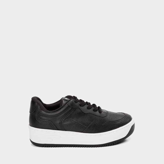 Tênis Via Marte Flatform Feminino Pespontos Preto