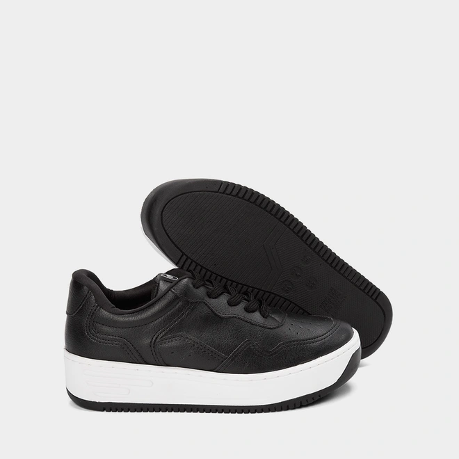 Tênis Via Marte Flatform Feminino Pespontos Preto