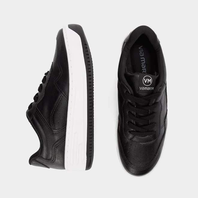 Tênis Via Marte Flatform Feminino Pespontos Preto