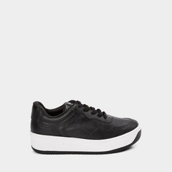 Tênis Via Marte Flatform Feminino Pespontos Preto