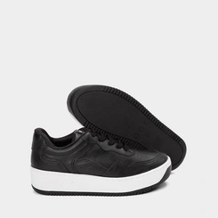 Tênis Via Marte Flatform Feminino Pespontos Preto