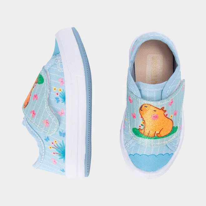 Tênis Casual Bebê Gabrielinha Capivara Glitter Azul