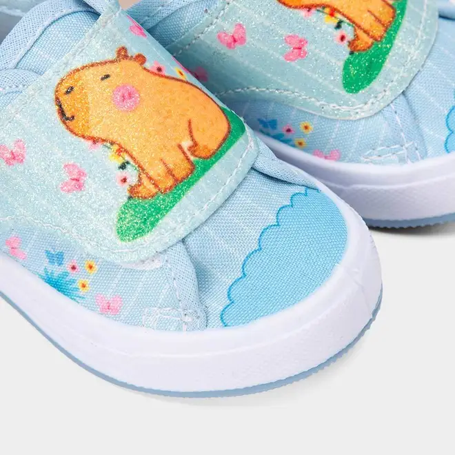 Tênis Casual Bebê Gabrielinha Capivara Glitter Azul
