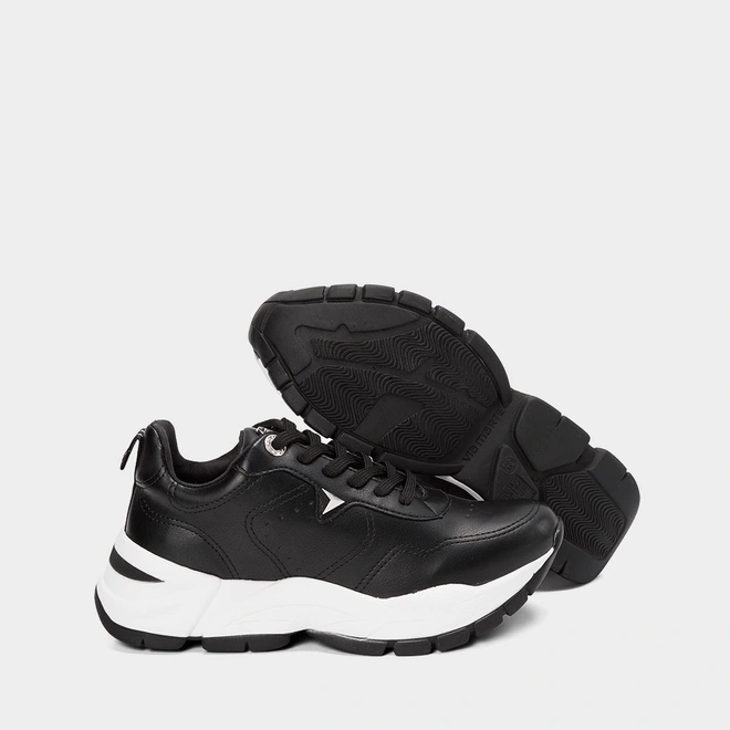 Tênis Via Marte Chunky Detalhe Aplicação Preto