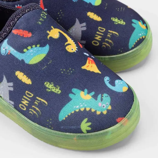 Slip On Bebê Vertus Dinossauro Led Marinho