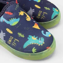Slip On Bebê Vertus Dinossauro Led Marinho