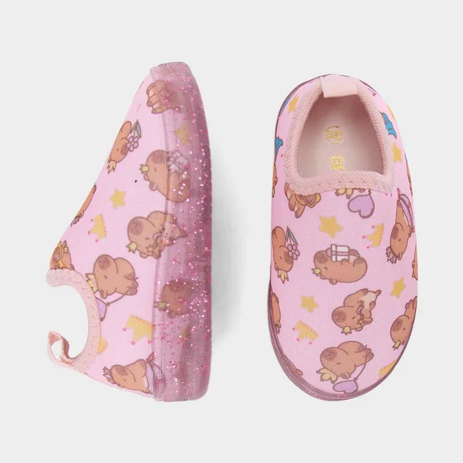 Slip On Bebê Gabrielinha Calce Fácil Capivara Com Led Rosa