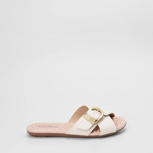 Rasteira Feminina Modare Ultraconforto Tiras Cruzadas Fivela Off White