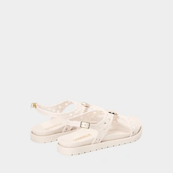 Sandália Feminina Gabriela Detalhe Vazado & Bold Off White