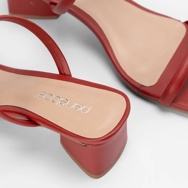Tamanco Feminino Penélope Salto Geométrico Vermelho