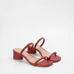Tamanco Feminino Penélope Salto Geométrico Vermelho