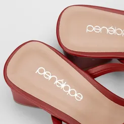 Tamanco Feminino Penélope Salto Geométrico Vermelho