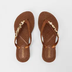 Chinelo Feminino Gabriela Detalhe Conchas & Estrela Do Mar Marrom