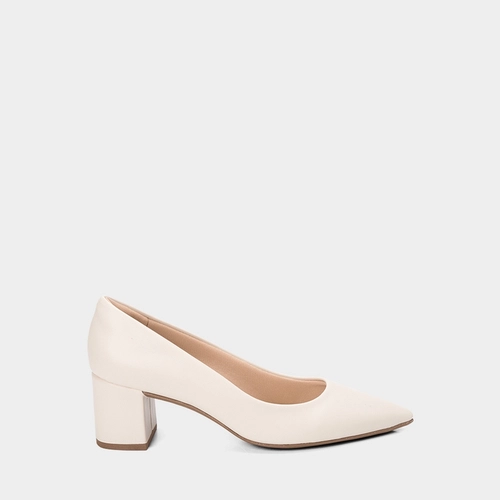 Scarpin Feminino Penélope Salto Bloco Médio Off White