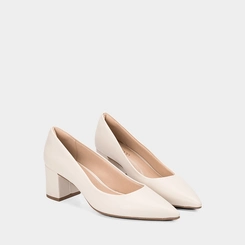 Scarpin Feminino Penélope Salto Bloco Médio Off White